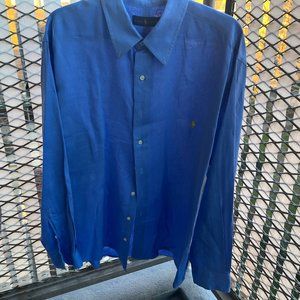 Ralph Lauren Lightweight Linen Shirt (Big & Tall) size 1XB BLUE Long Sleeve